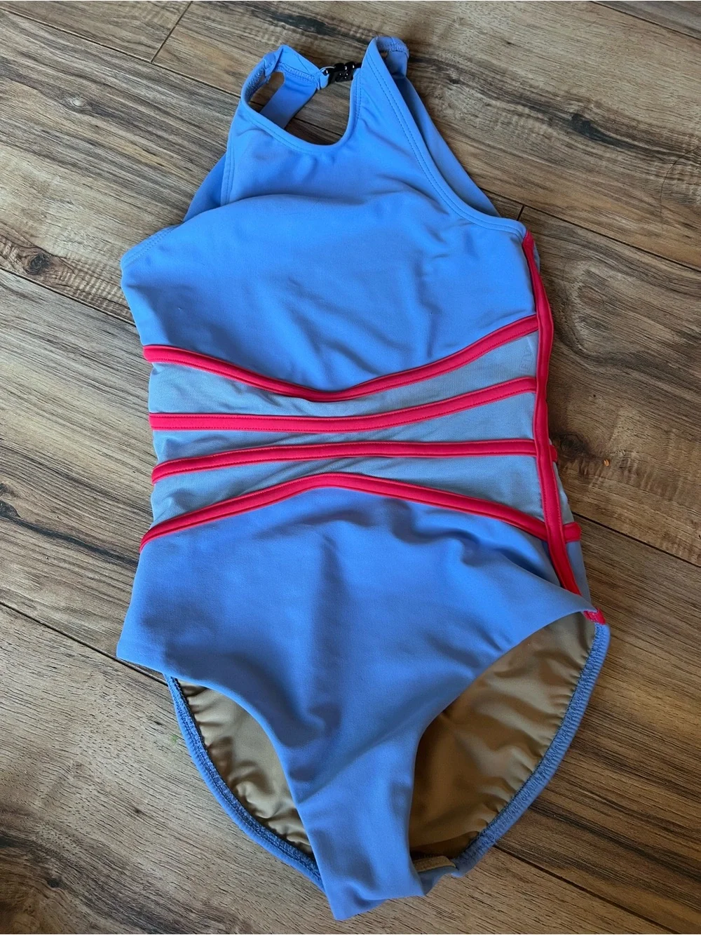 FIVE dancewear periwinkle & red leotard YXL